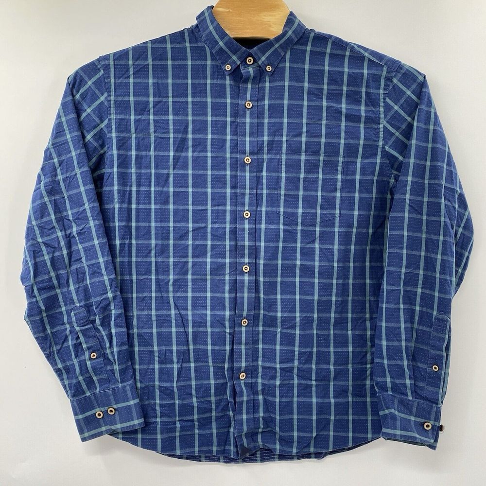 UNTUCKit Corison Men's XL Cotton Navy Green Plaid Long Sleeve Button Down‎ Shirt - Picture 2 of 6